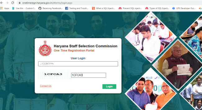 hssc one time registration portal