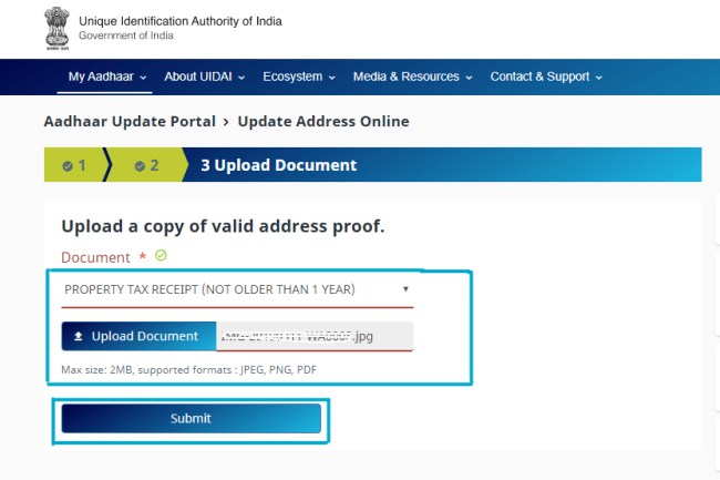 upload address proof document