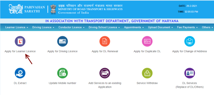 apply for learning licence