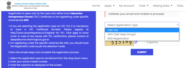 csc vle application type