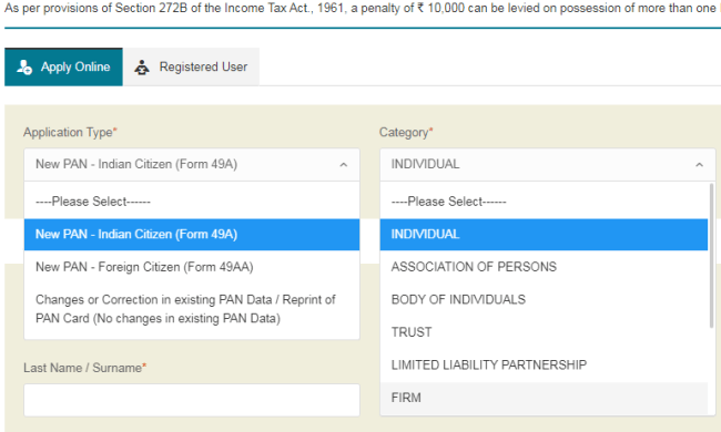 pan application type and category