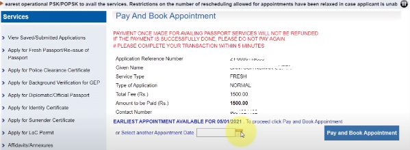 pay and book appointment