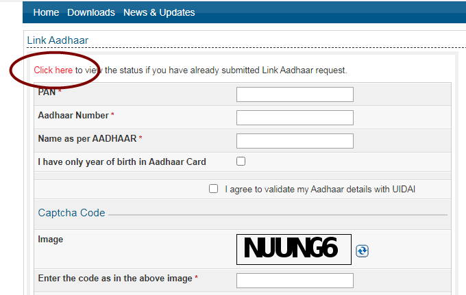 link adhaar card status