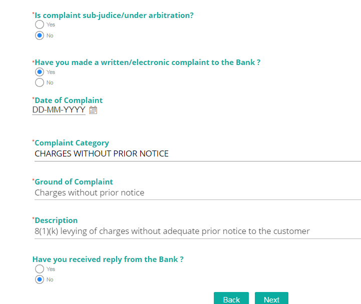 file a complaint details step 2