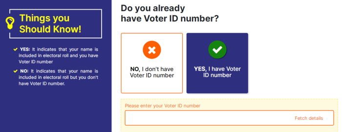 enter voter id number