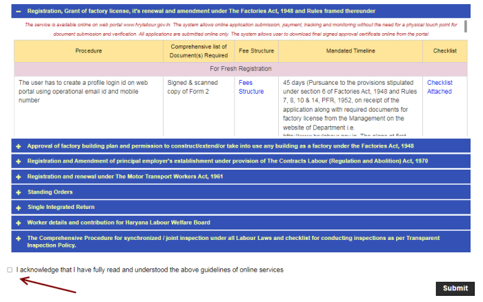 factory registration acknowledge