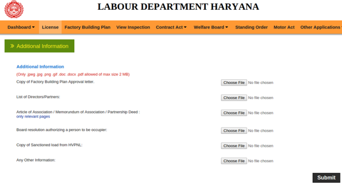 required document for factory licence