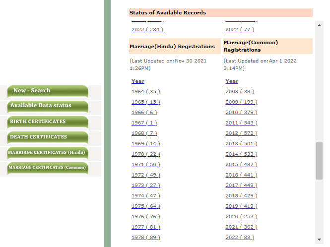 marriage registration records