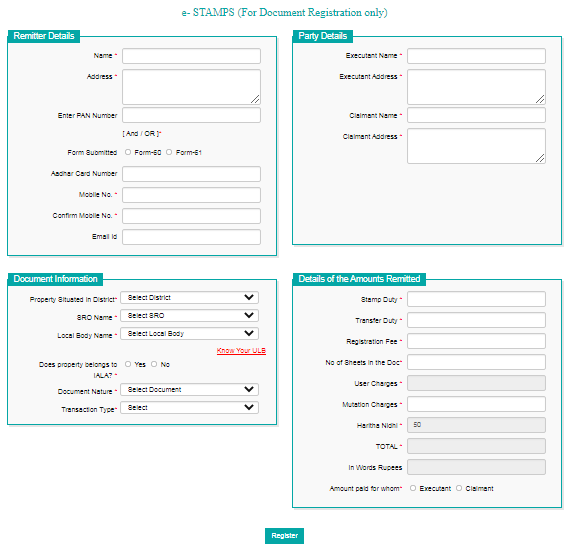 estamps document registration