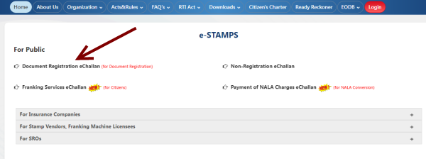 pay document registration echallan