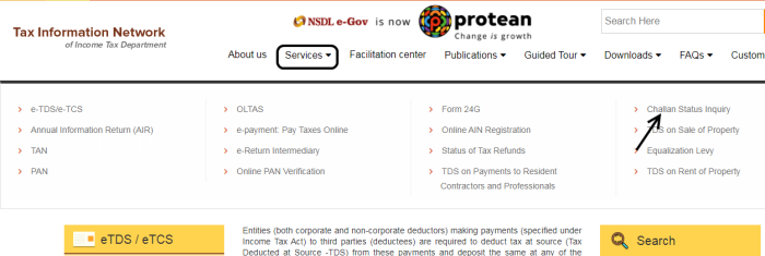 tds challan status
