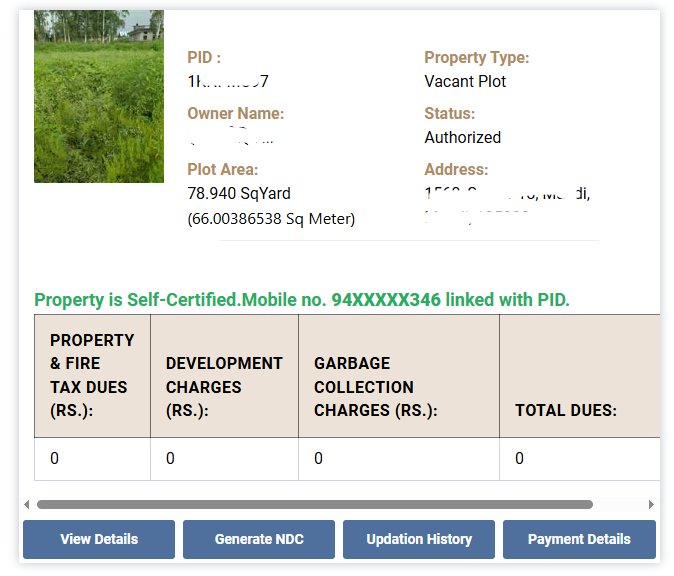 generate property no due certificate online