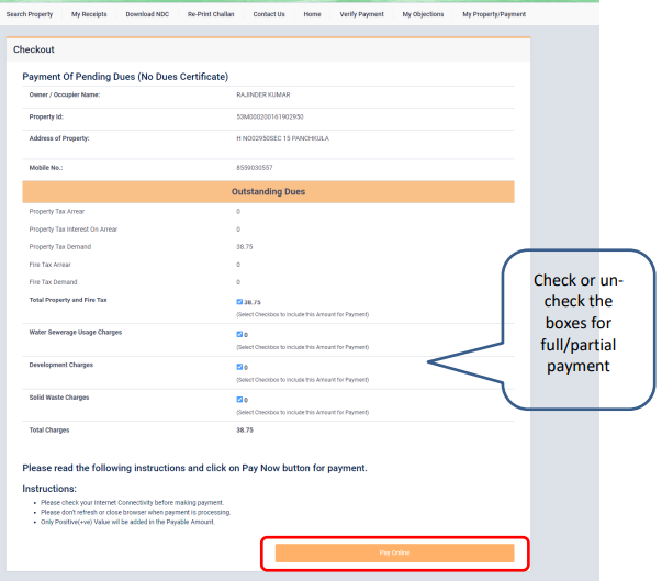 property tax pending dues