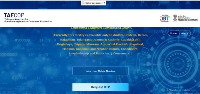 tafcop dgtelecom portal login