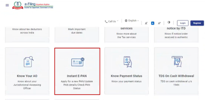 apply instant e pan card online